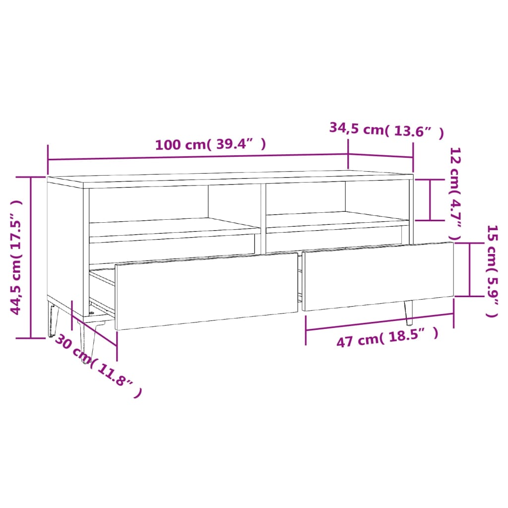 TV-Schrank Weiß 100x34,5x44,5 cm Holzwerkstoff - Pazzar.ch