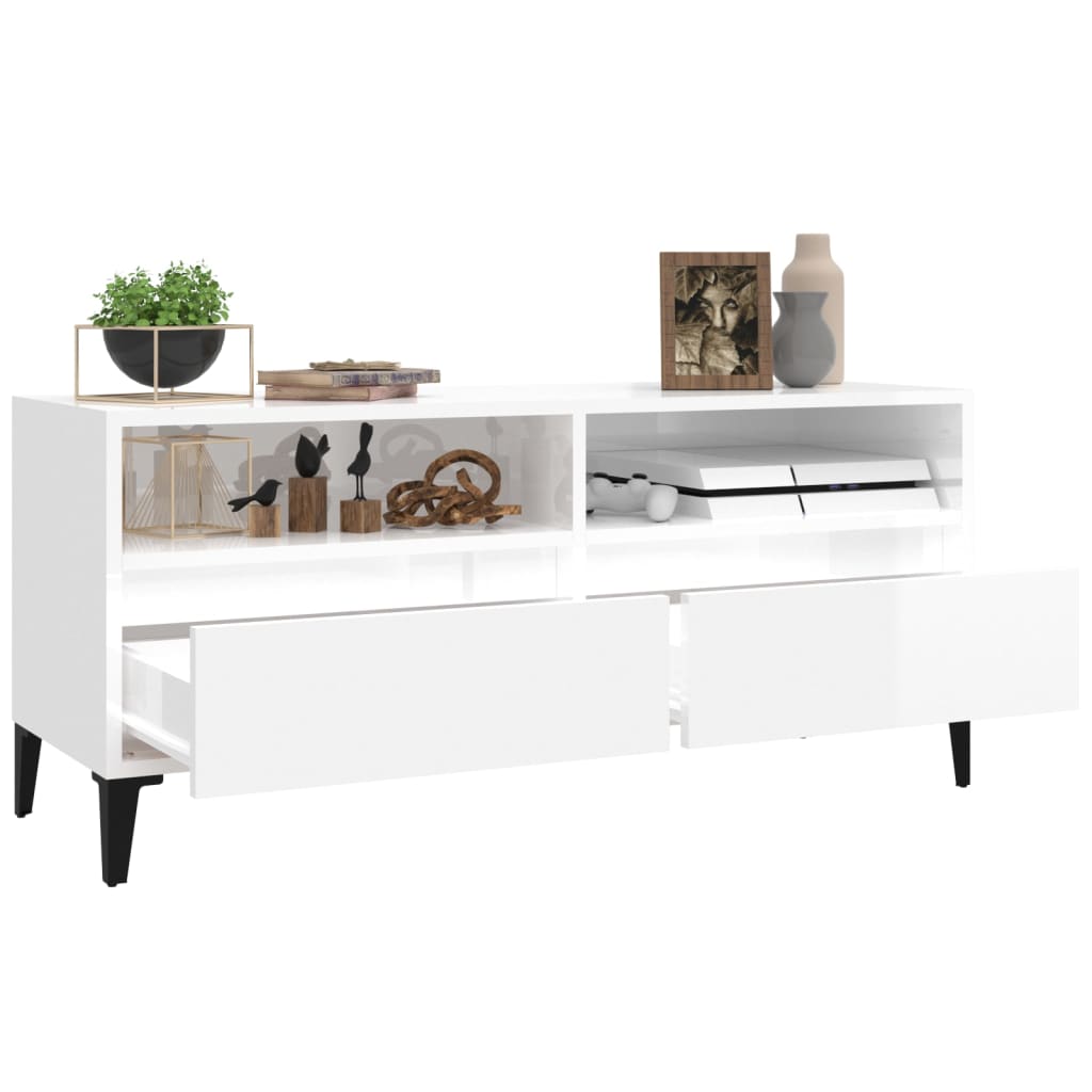 TV-Schrank Hochglanz-Weiß 100x34,5x44,5 cm Holzwerkstoff - Pazzar.ch