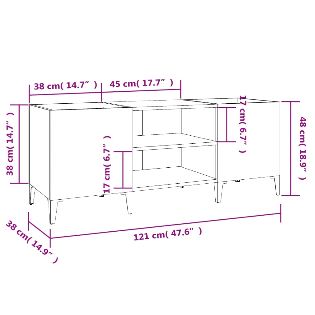 Plattenschrank Hochglanz-Weiß 121x38x48 cm Holzwerkstoff - Pazzar.ch