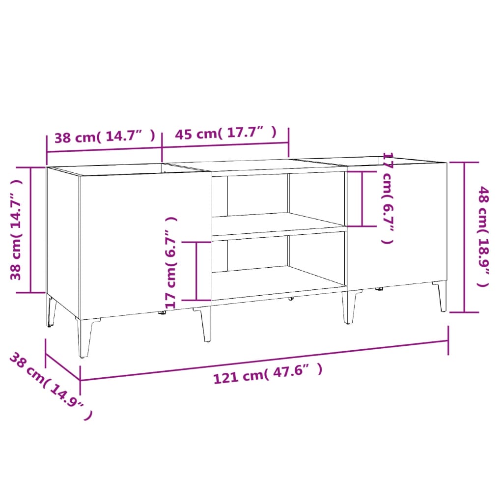 Plattenschrank Betongrau 121x38x48 cm Holzwerkstoff - Pazzar.ch