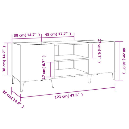 Plattenschrank Grau Sonoma 121x38x48 cm Holzwerkstoff - Pazzar.ch