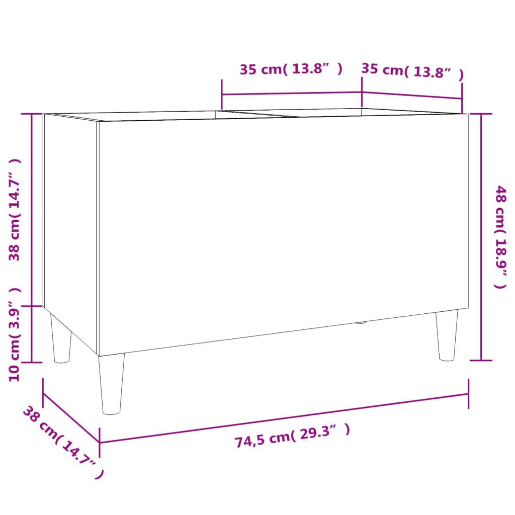 Plattenschrank Grau Sonoma 74,5x38x48 cm Holzwerkstoff - Pazzar.ch