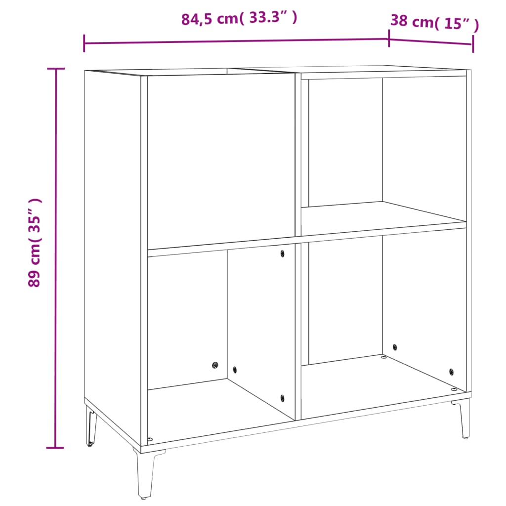 Plattenschrank Betongrau 84,5x38x89 cm Holzwerkstoff - Pazzar.ch