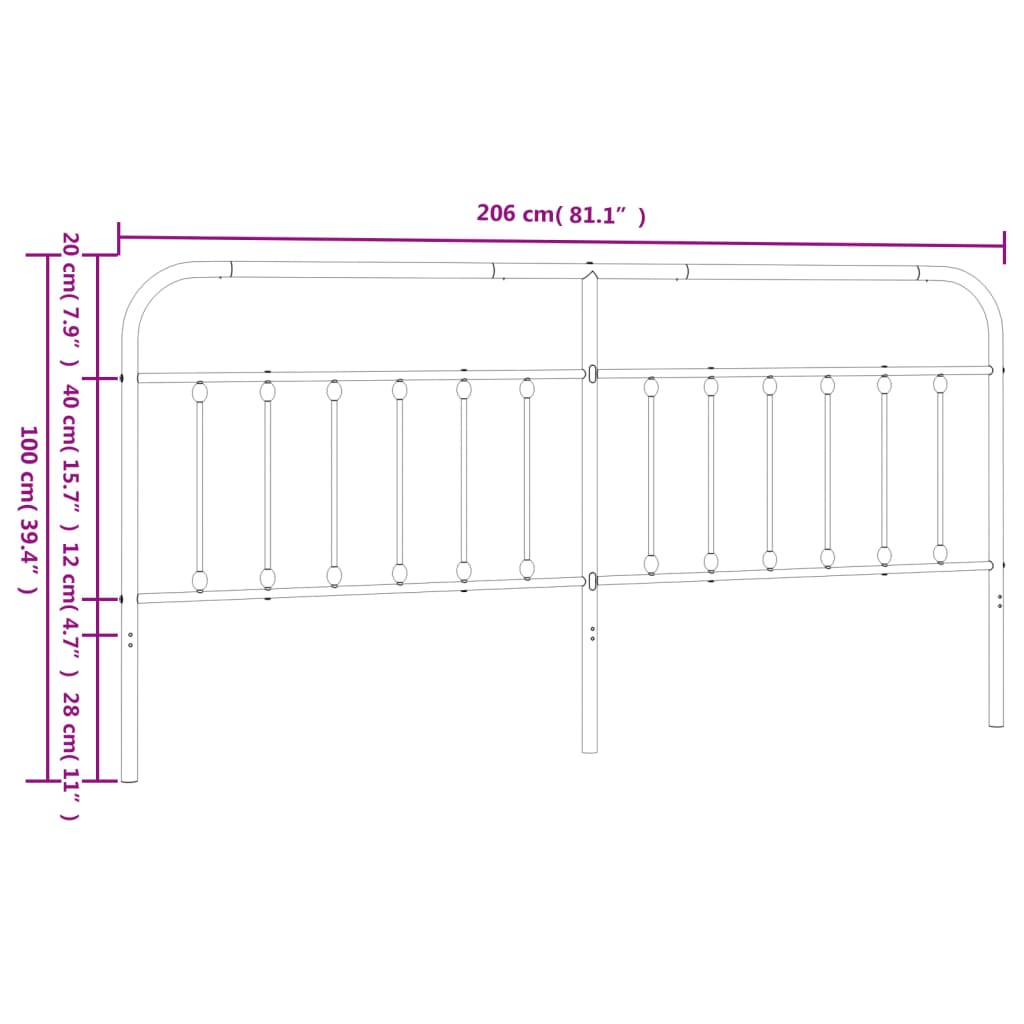 Kopfteil Metall Weiß 200 cm - Pazzar.ch