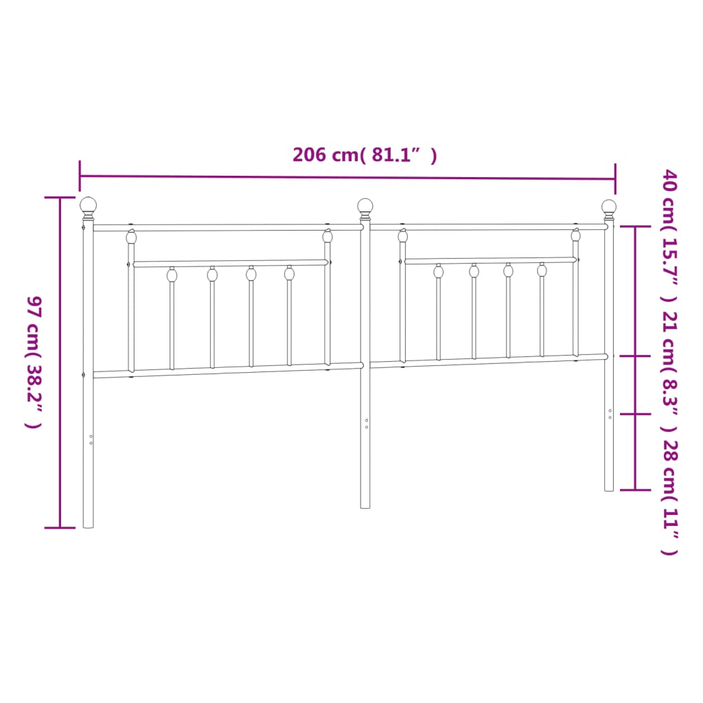 Kopfteil Metall Schwarz 200 cm - Pazzar.ch