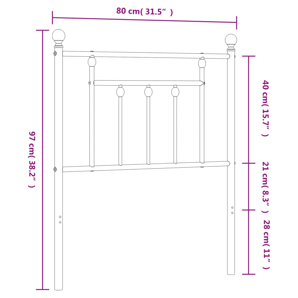 Kopfteil Metall Weiß 75 cm - Pazzar.ch