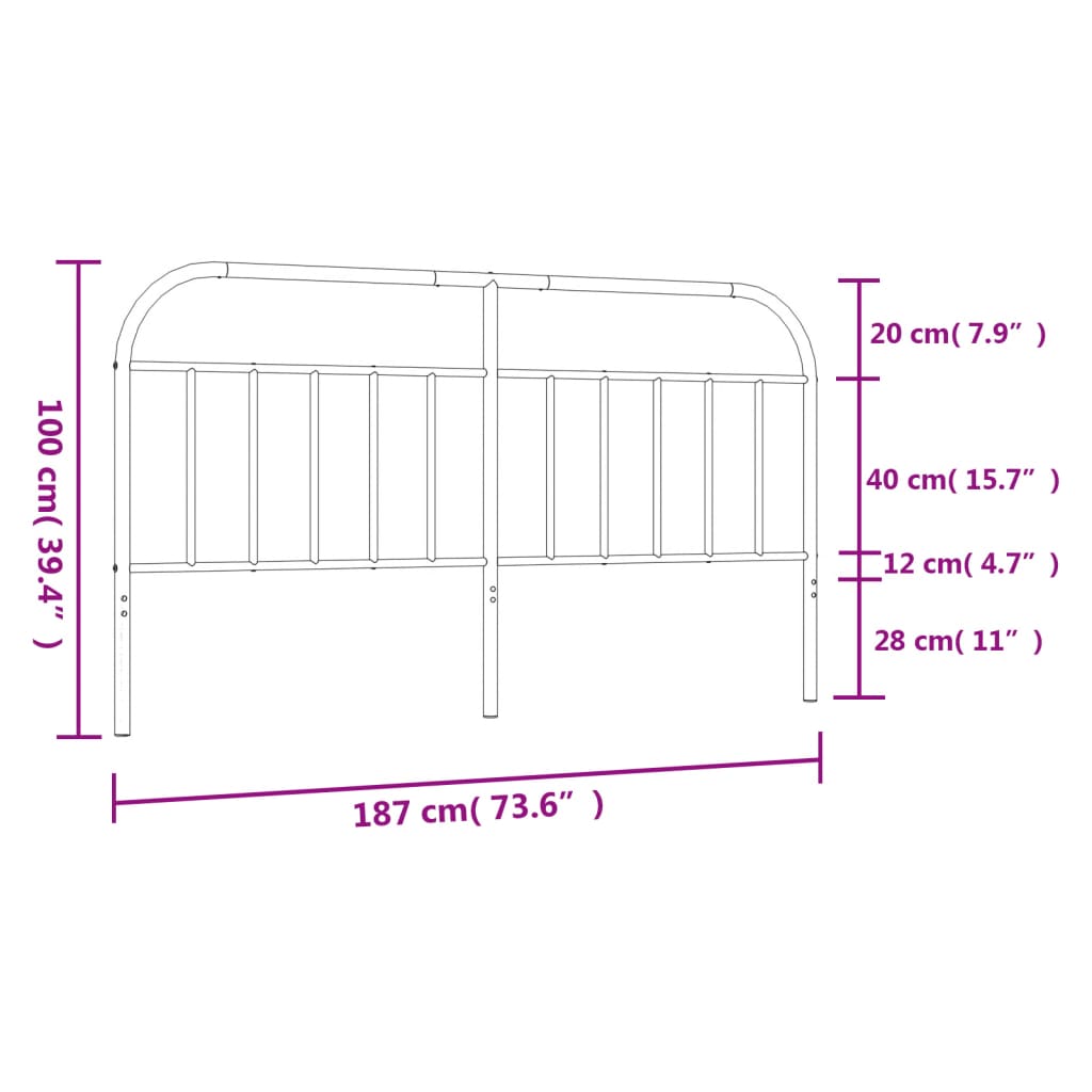 Kopfteil Metall Weiß 180 cm - Pazzar.ch