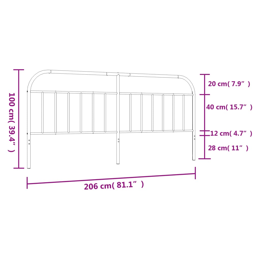 Kopfteil Metall Weiß 200 cm - Pazzar.ch