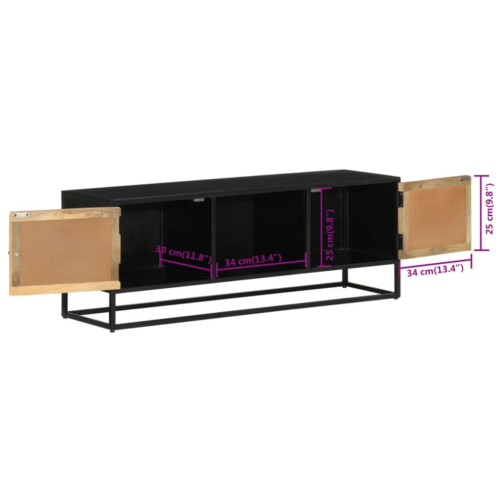 TV-Schrank 110x30x40 cm Massivholz Mango und Eisen - Pazzar.ch