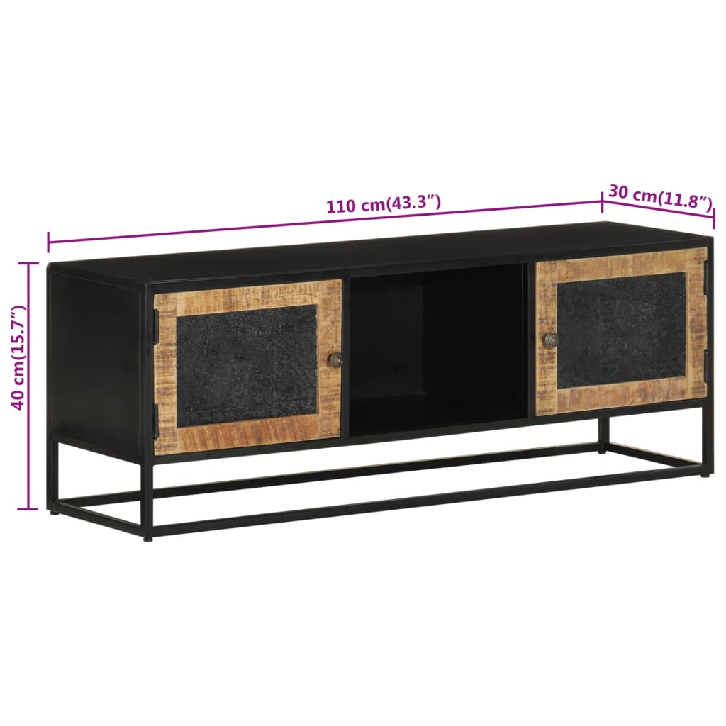 TV-Schrank 110x30x40 cm Massivholz Mango und Eisen - Pazzar.ch