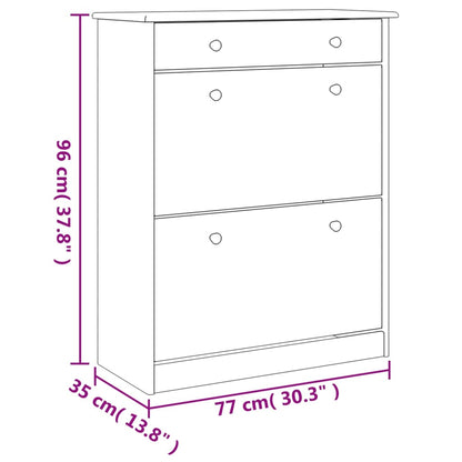 Schuhschrank ALTA Weiß 77x35x96 cm Massivholz Kiefer - Pazzar.ch