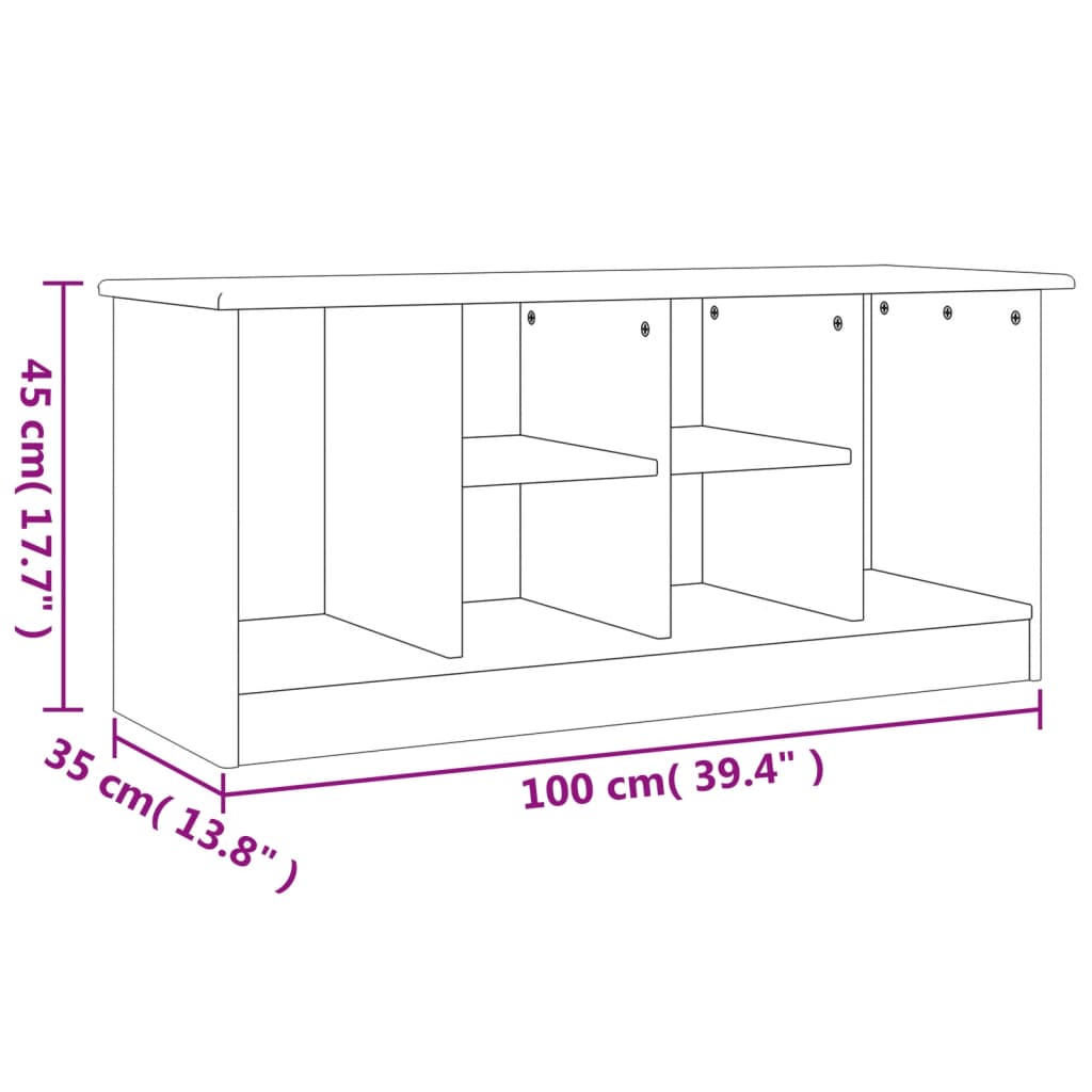 Schuhbank ALTA Weiß 100x35x45 cm Massivholz Kiefer - Pazzar.ch