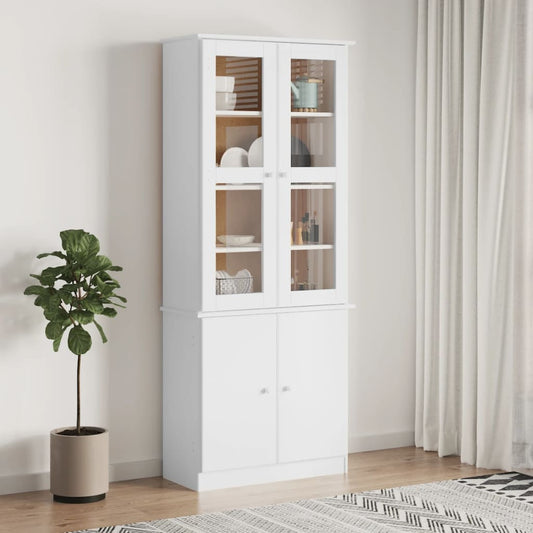 Vitrinenschrank ALTA Weiß 77x35x186,5 cm Massivholz Kiefer - Pazzar.ch