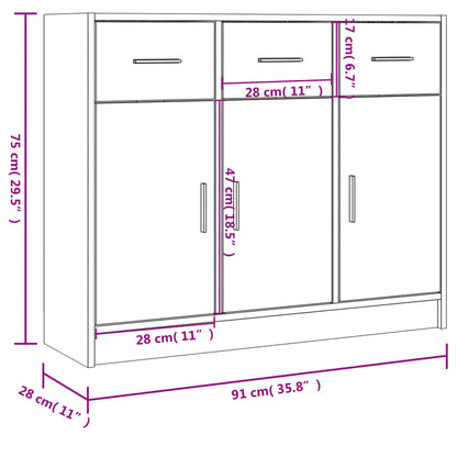 Sideboard Räuchereiche 91x28x75 cm Holzwerkstoff - Pazzar.ch