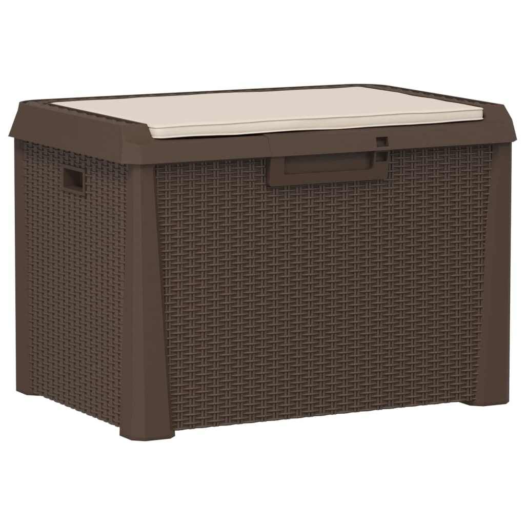 Gartentruhe mit Sitzkissen Braun 125 L PP - Pazzar.ch