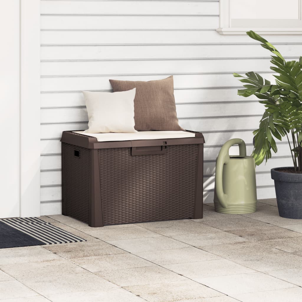 Gartentruhe mit Sitzkissen Braun 125 L PP - Pazzar.ch