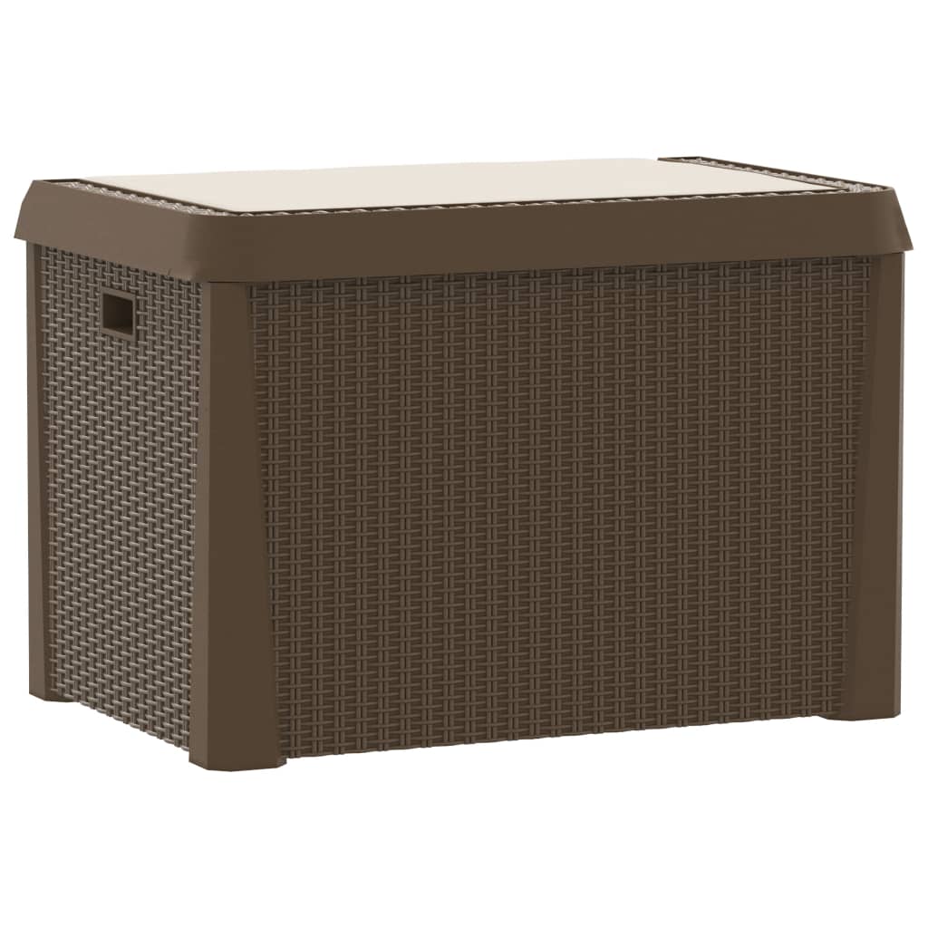 Gartentruhe mit Sitzkissen Braun 125 L PP - Pazzar.ch