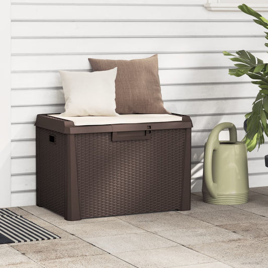 Gartentruhe mit Sitzkissen Braun 125 L PP - Pazzar.ch