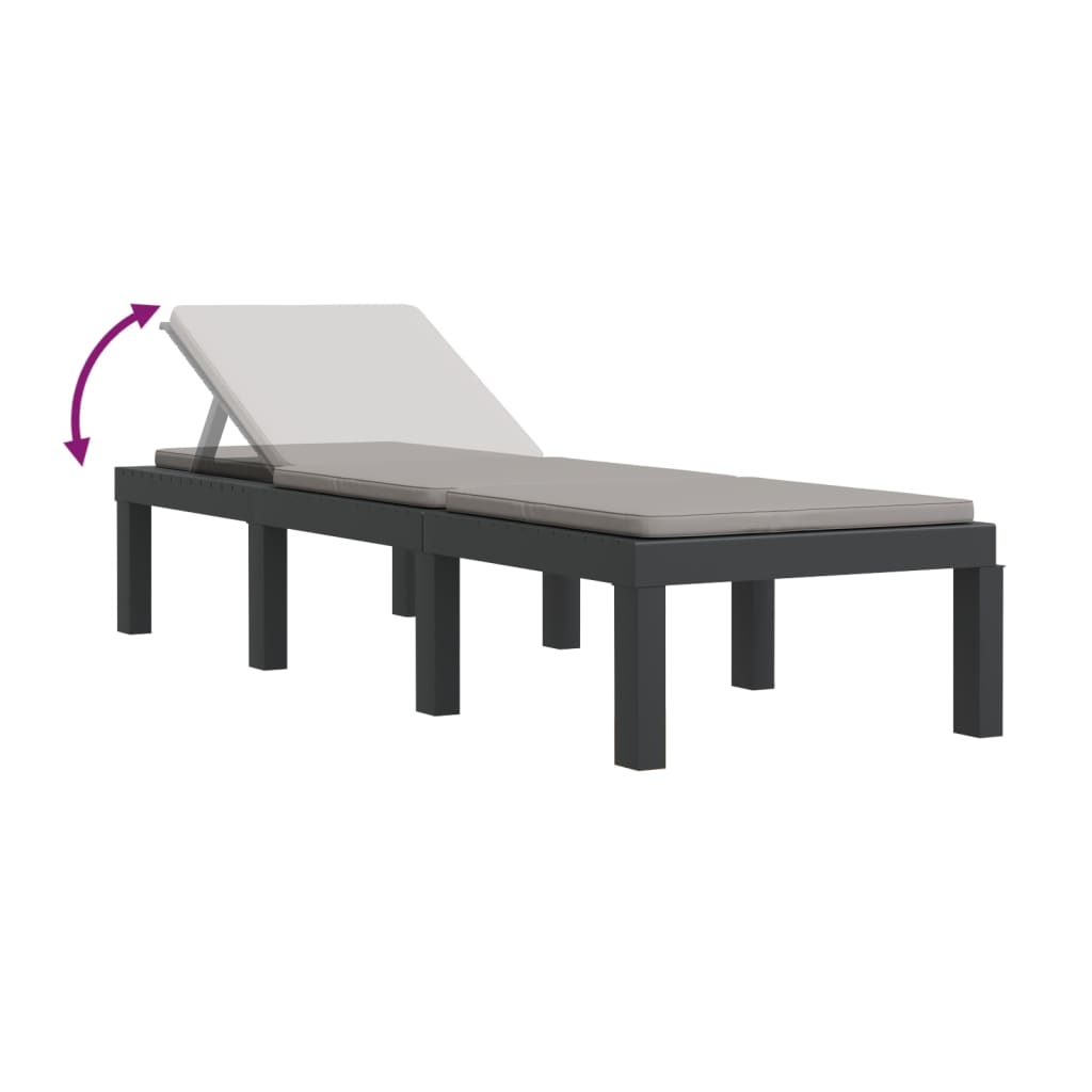 Sonnenliege mit Kissen Anthrazit PP - Pazzar.ch