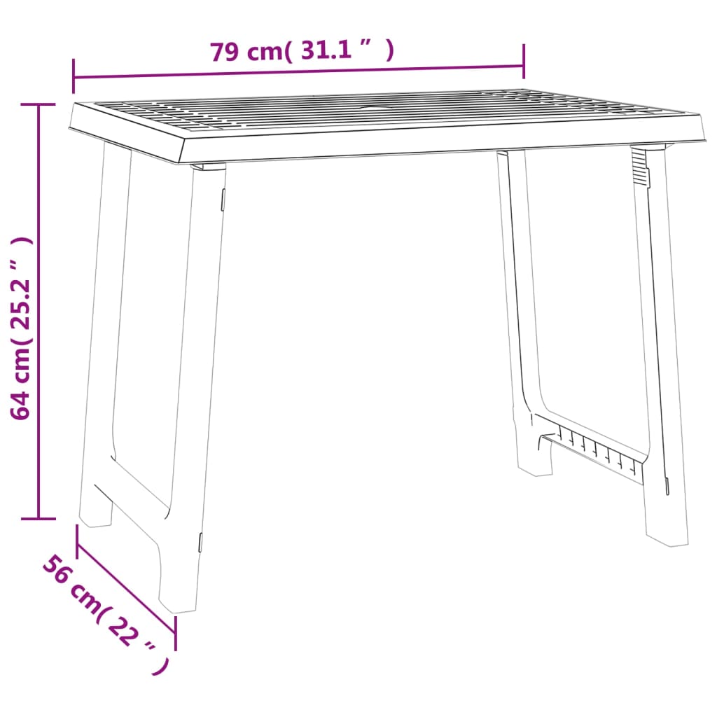 Campingtisch Weiß 79x56x64 cm PP Holzoptik - Pazzar.ch