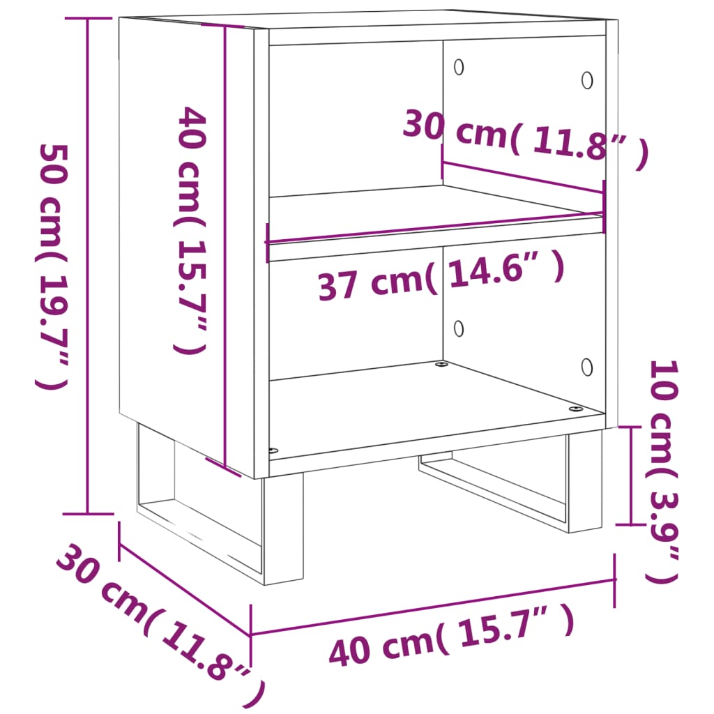 Nachttisch Braun Eichen-Optik 40x30x50 cm Holzwerkstoff - Pazzar.ch