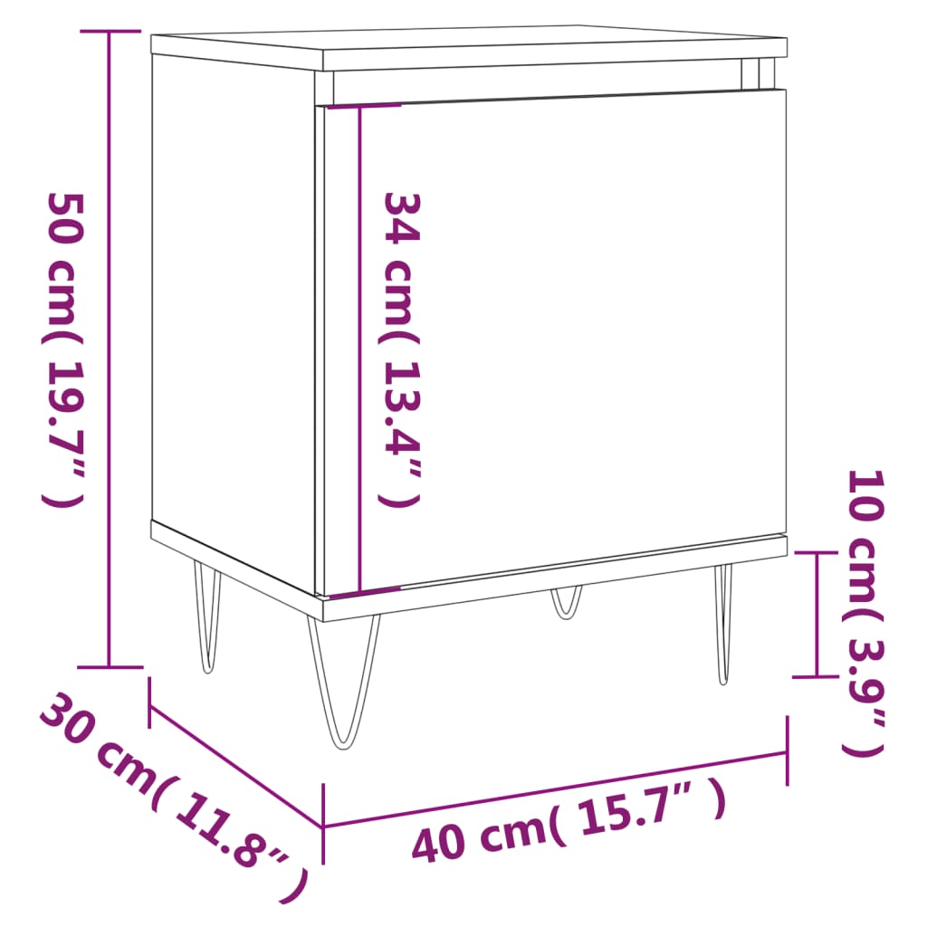 Nachttisch Braun Eichen-Optik 40x30x50 cm Holzwerkstoff - Pazzar.ch