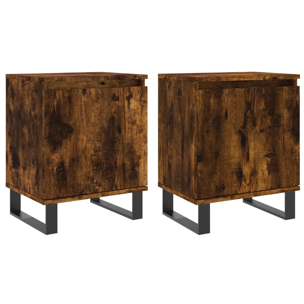 Nachttische 2 Stk. Räuchereiche 40x30x50 cm Holzwerkstoff - Pazzar.ch