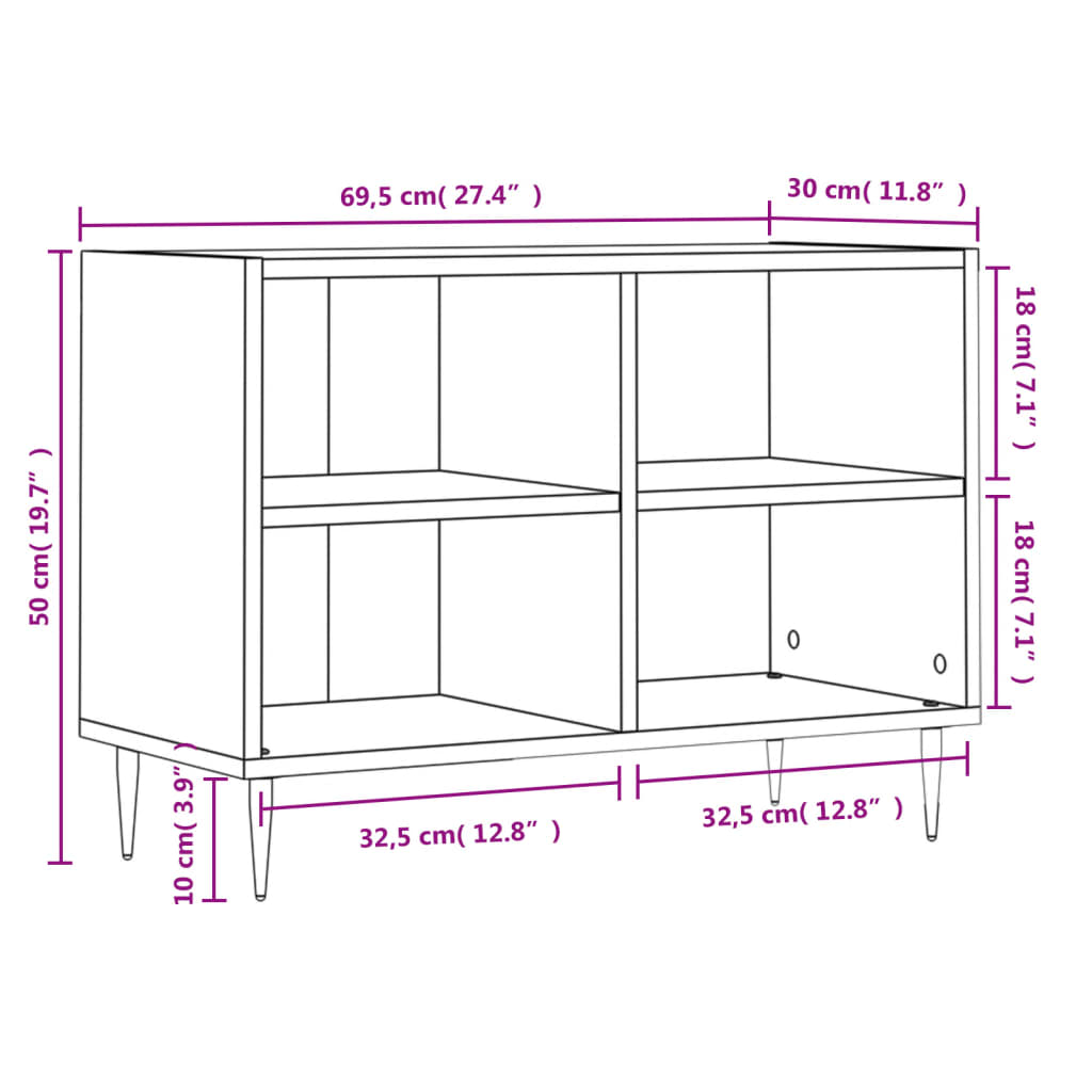 TV-Schrank Braun Eichen-Optik 69,5x30x50 cm Holzwerkstoff - Pazzar.ch
