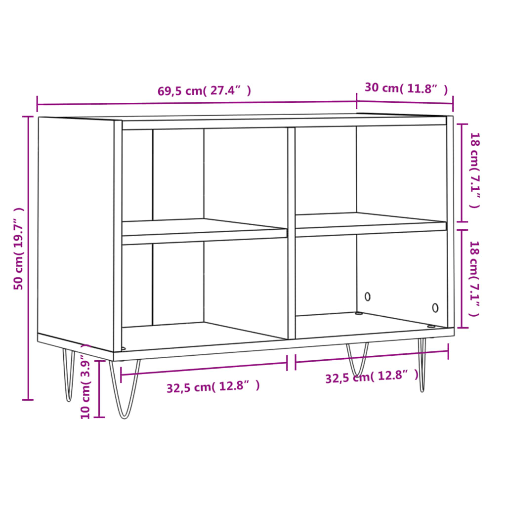 TV-Schrank Betongrau 69,5x30x50 cm Holzwerkstoff - Pazzar.ch
