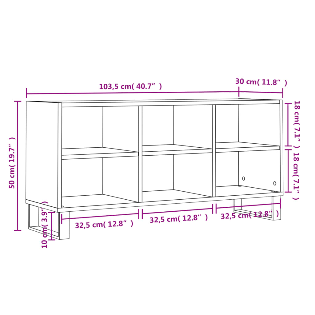 TV-Schrank Betongrau 103,5x30x50 cm Holzwerkstoff - Pazzar.ch