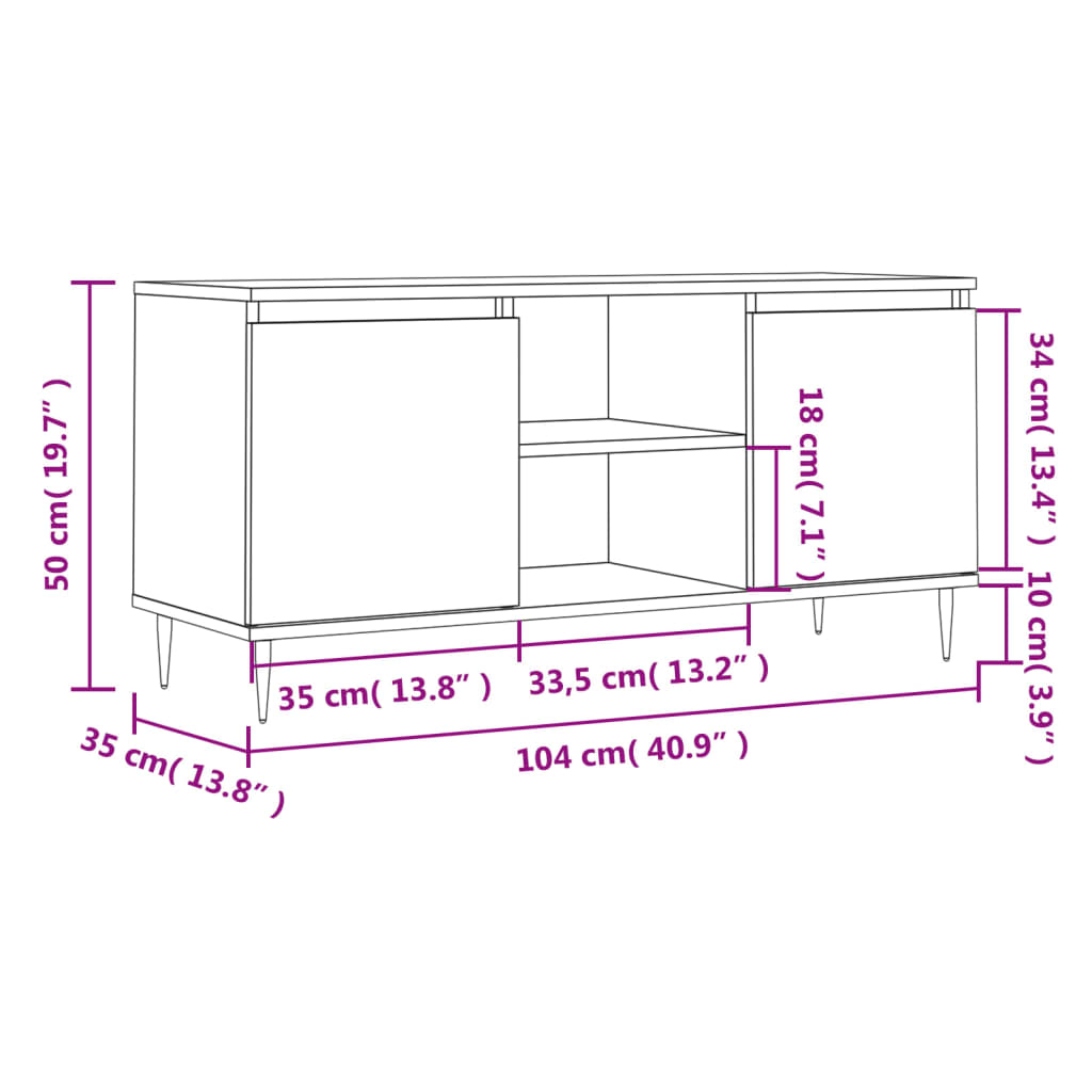 TV-Schrank Weiß 104x35x50 cm Holzwerkstoff - Pazzar.ch
