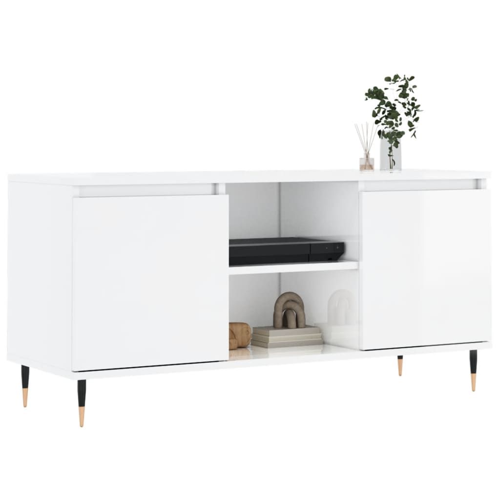 TV-Schrank Hochglanz-Weiß 104x35x50 cm Holzwerkstoff - Pazzar.ch