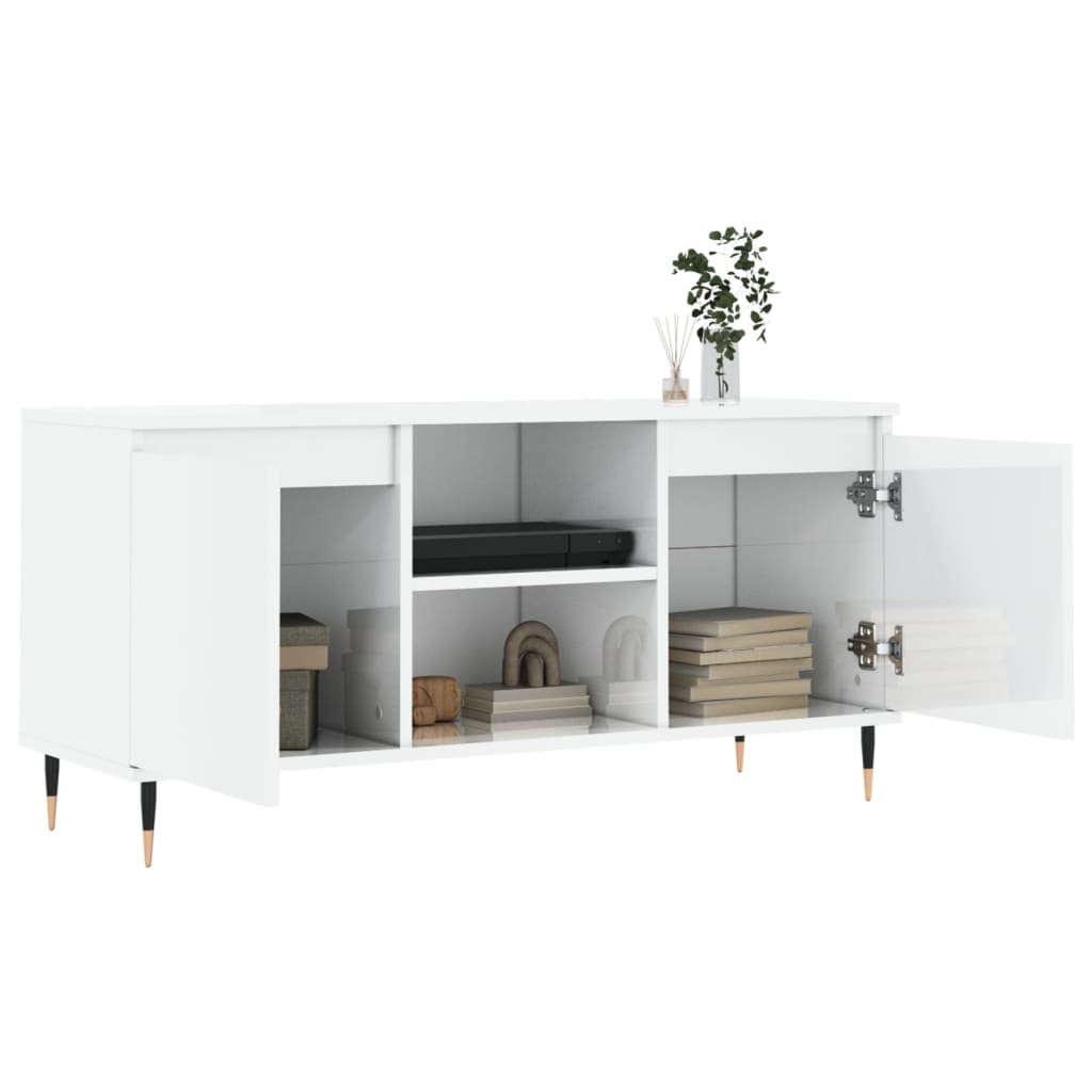TV-Schrank Hochglanz-Weiß 104x35x50 cm Holzwerkstoff - Pazzar.ch