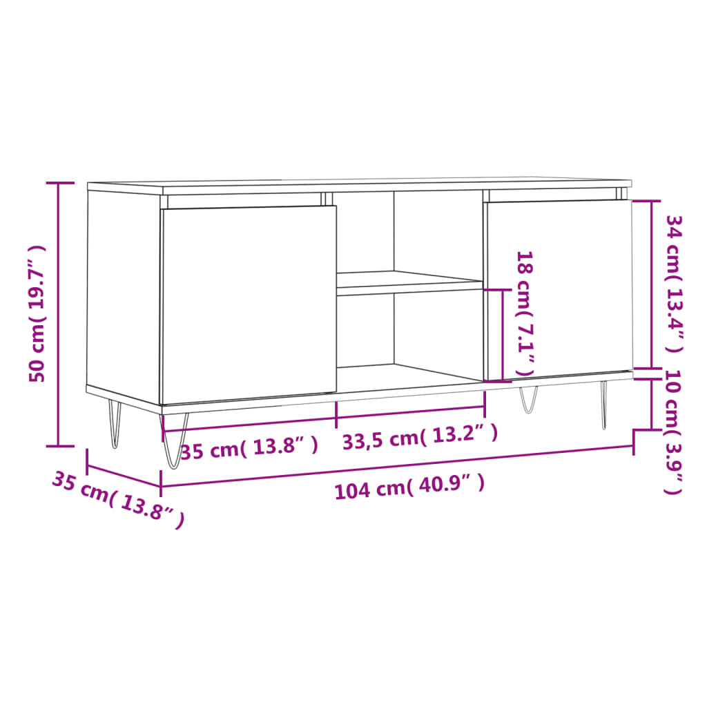TV-Schrank Betongrau 104x35x50 cm Holzwerkstoff - Pazzar.ch