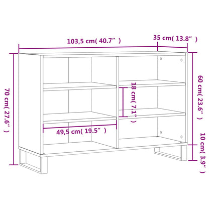 Sideboard Hochglanz-Weiß 103,5x35x70 cm Holzwerkstoff - Pazzar.ch