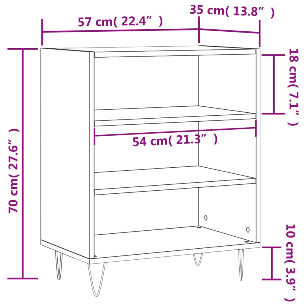 Sideboard Betongrau 57x35x70 cm Holzwerkstoff - Pazzar.ch