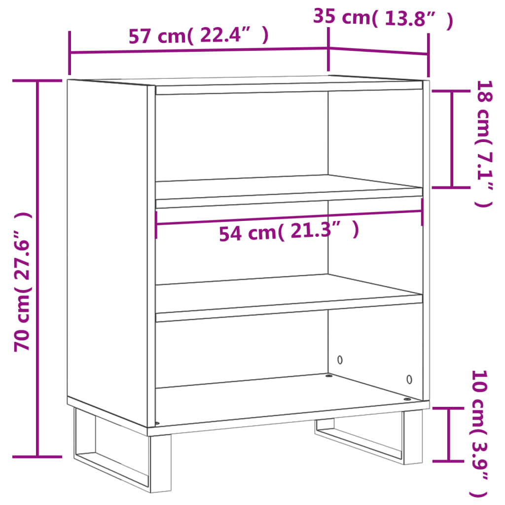 Sideboard Schwarz 57x35x70 cm Holzwerkstoff - Pazzar.ch