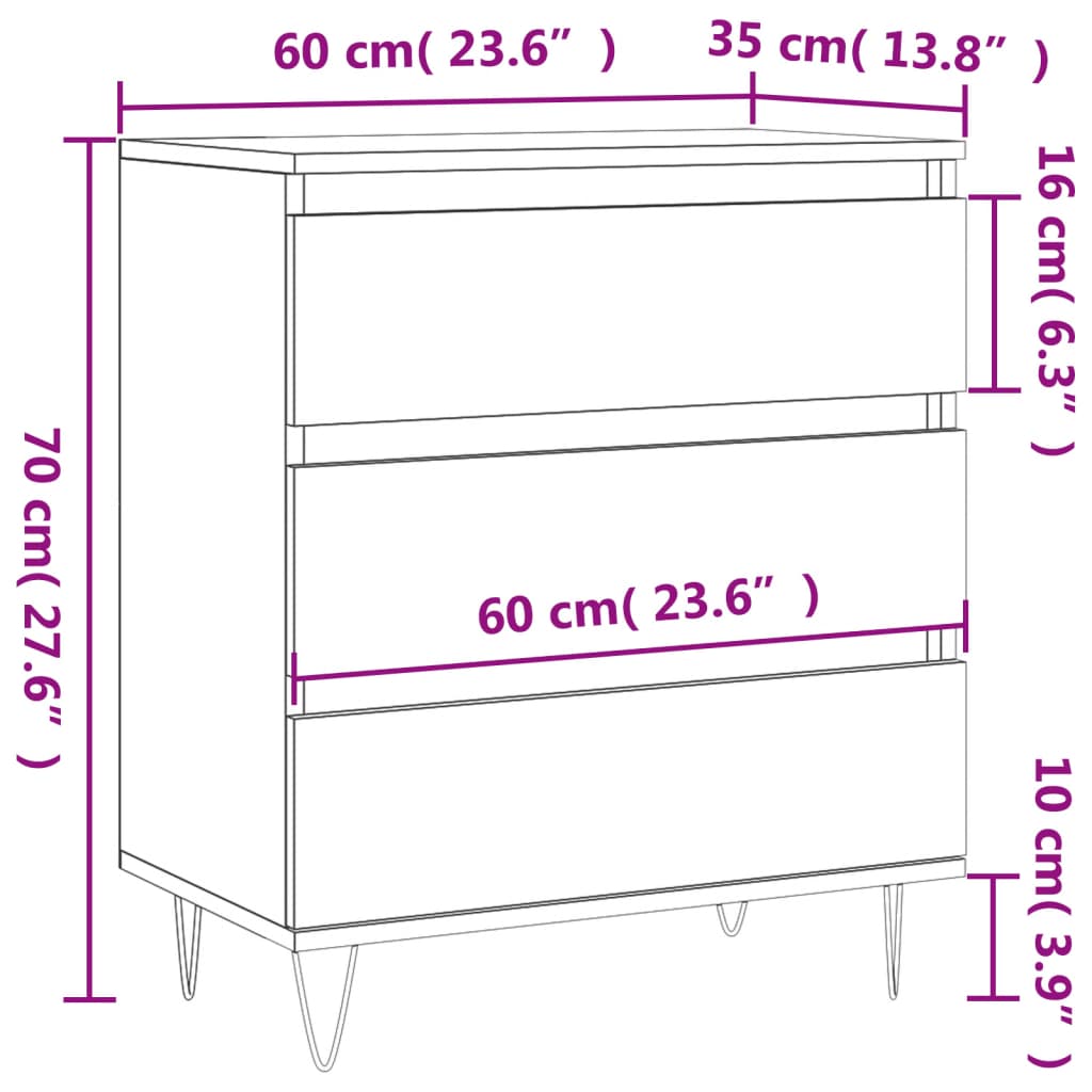 Sideboard Grau Sonoma 60x35x70 cm Holzwerkstoff - Pazzar.ch