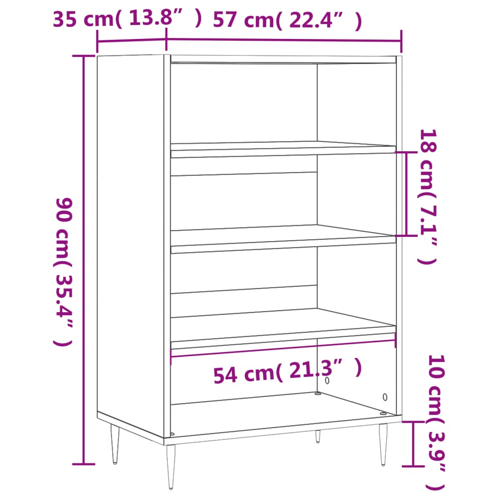 Highboard Sonoma-Eiche 57x35x90 cm Holzwerkstoff - Pazzar.ch