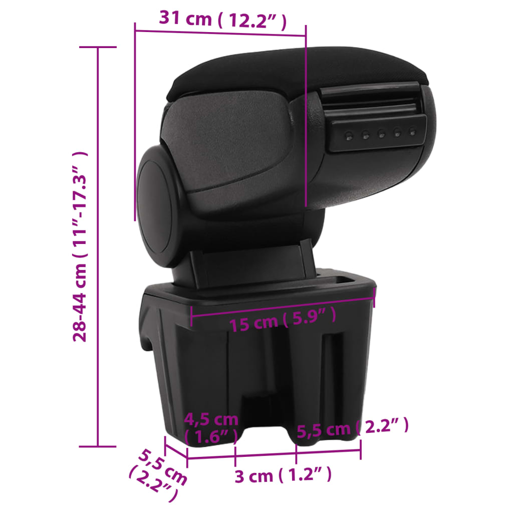 Auto-Armlehne Schwarz 15x31x(28-44) cm ABS - Pazzar.ch