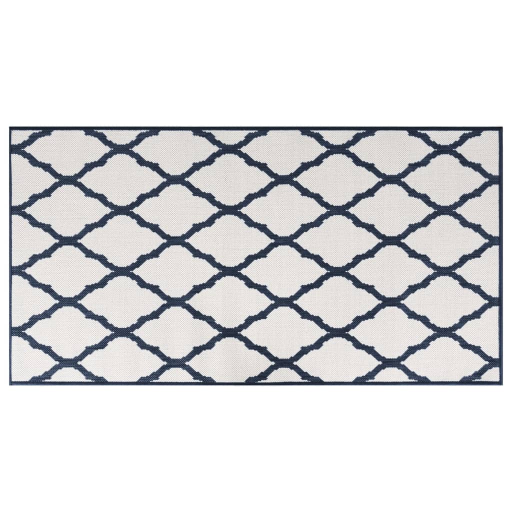 Outdoor-Teppich Marineblau Weiß 80x150 cm Beidseitig Nutzbar - Pazzar.ch