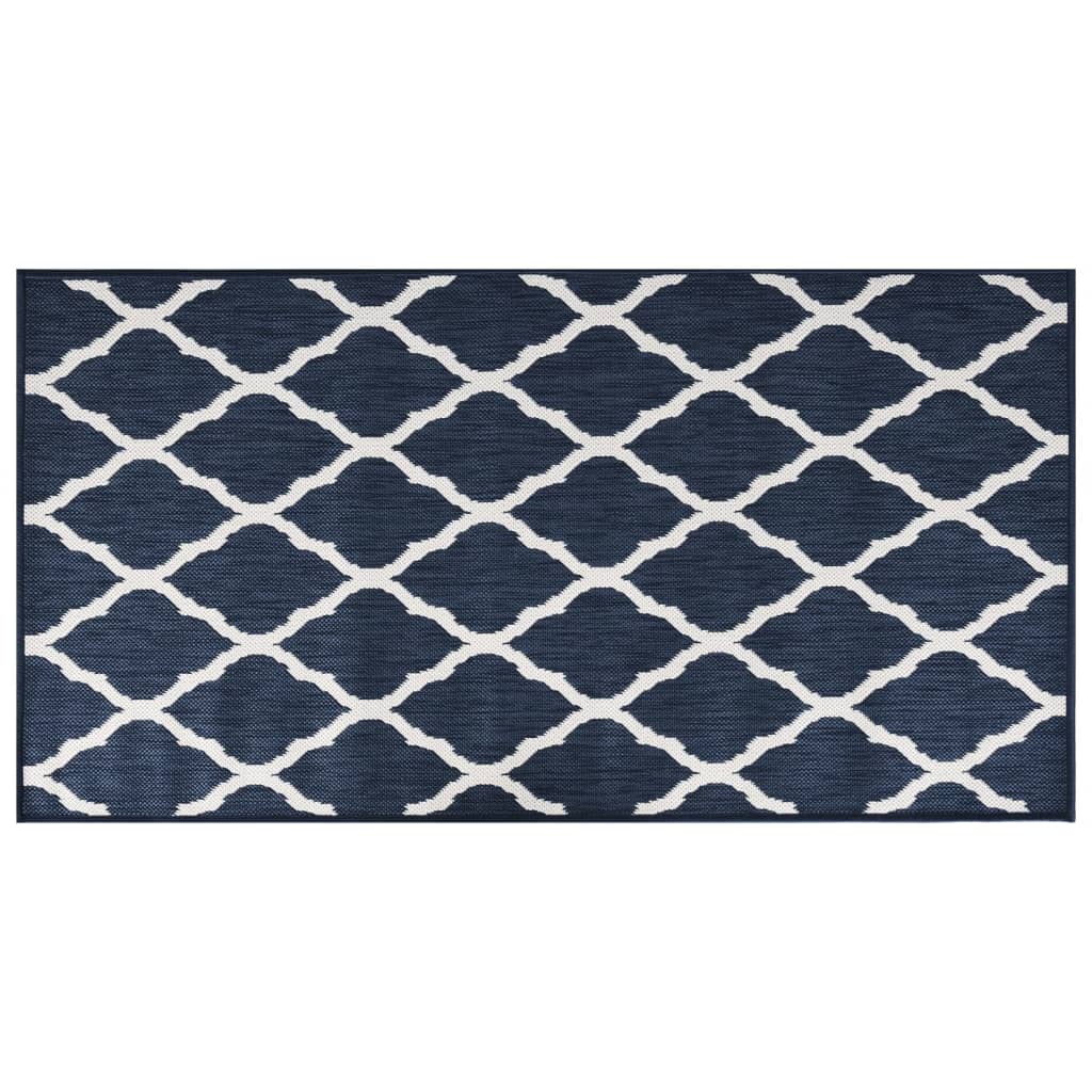 Outdoor-Teppich Marineblau Weiß 80x150 cm Beidseitig Nutzbar - Pazzar.ch