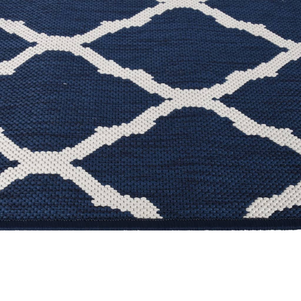 Outdoor-Teppich Marineblau Weiß 80x150 cm Beidseitig Nutzbar - Pazzar.ch