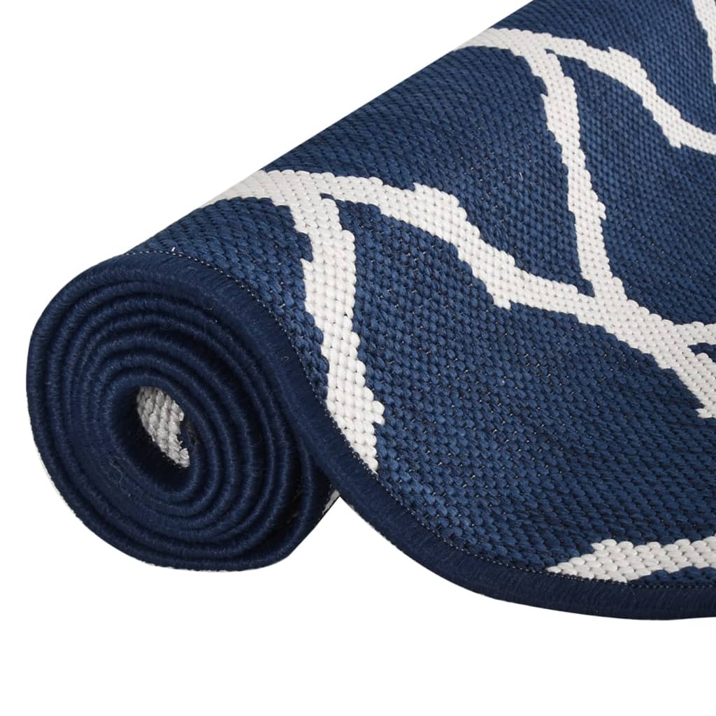 Outdoor-Teppich Marineblau Weiß 80x150 cm Beidseitig Nutzbar - Pazzar.ch