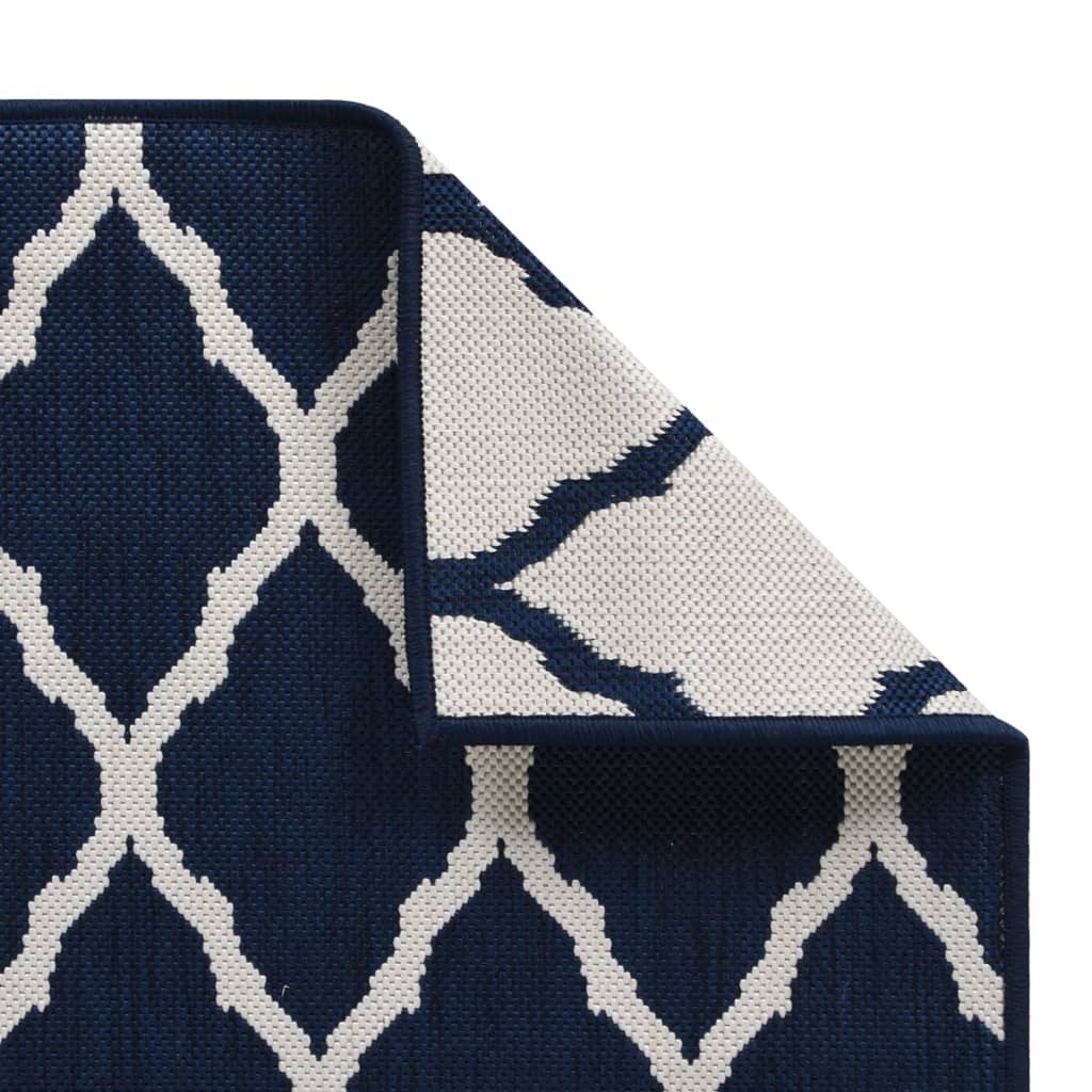 Outdoor-Teppich Marineblau Weiß 80x150 cm Beidseitig Nutzbar - Pazzar.ch