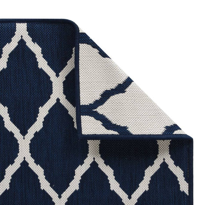 Outdoor-Teppich Marineblau Weiß 80x150 cm Beidseitig Nutzbar - Pazzar.ch