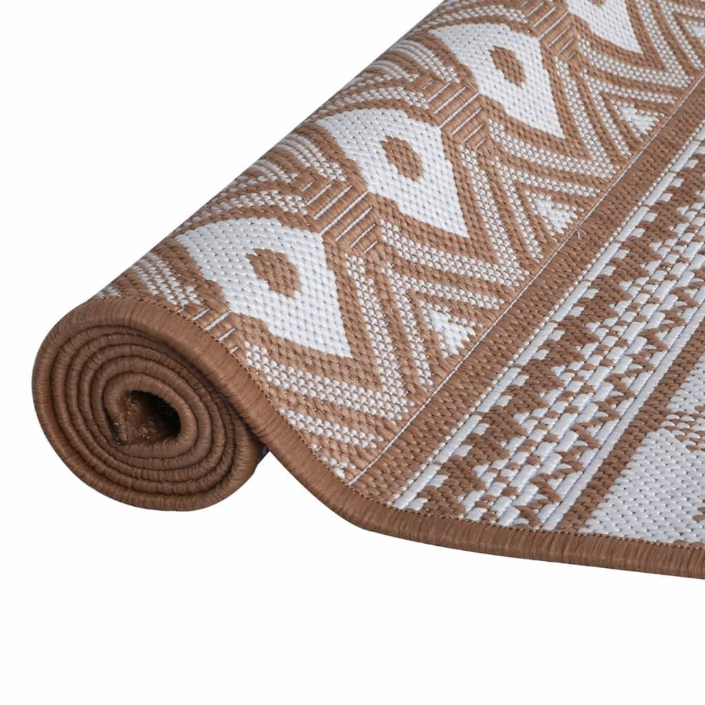 Outdoor-Teppich Braun und Weiß 80x150 cm Beidseitig Nutzbar - Pazzar.ch