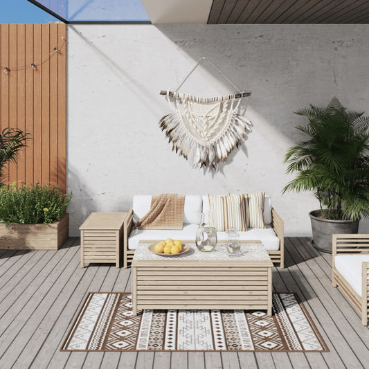Outdoor-Teppich Braun und Weiß 80x150 cm Beidseitig Nutzbar - Pazzar.ch