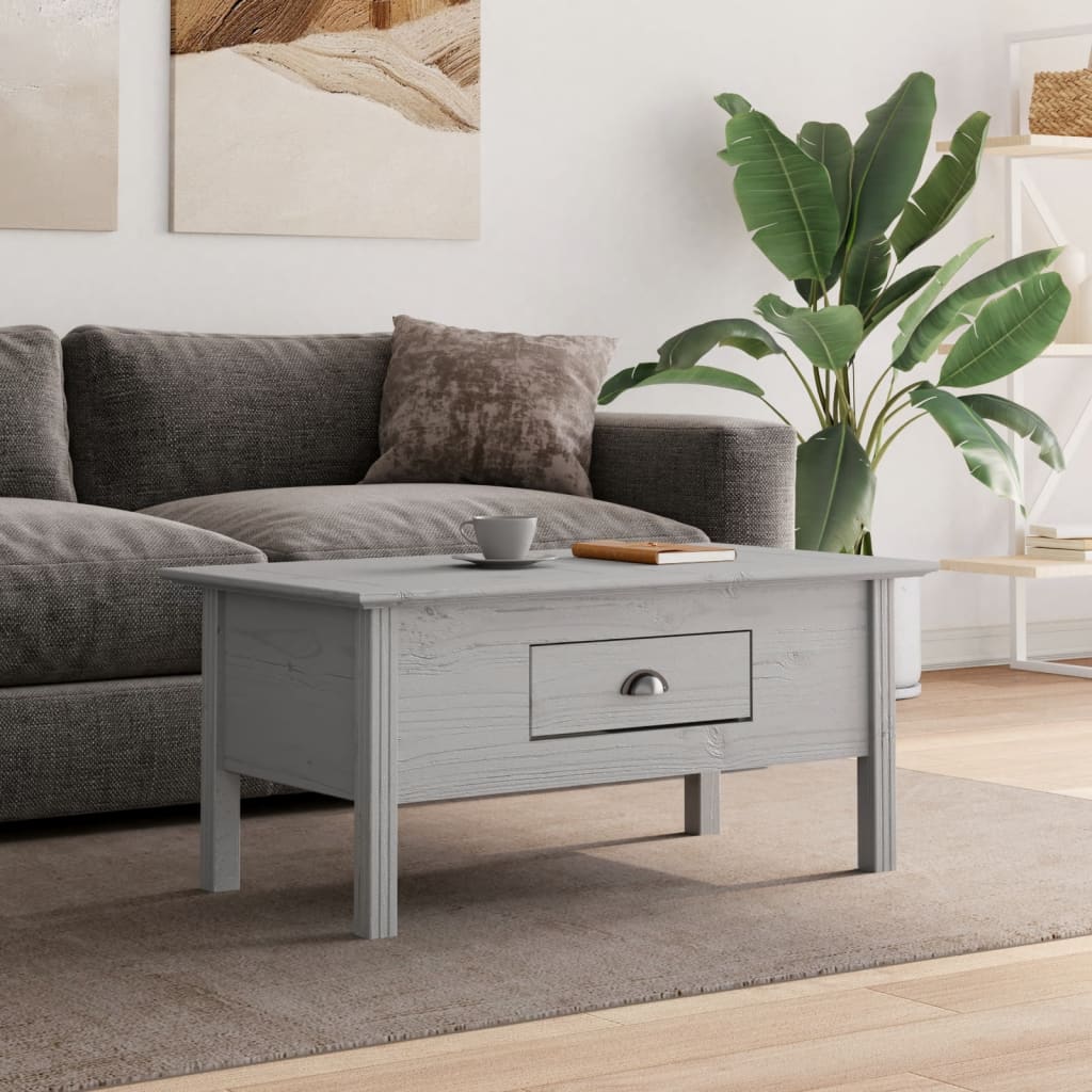 Couchtisch BODO Grau 100x55x45 cm Massivholz Kiefer - Pazzar.ch