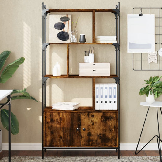 Bücherregal mit Tür Räuchereiche 76,5x30x154,5 cm Holzwerkstoff - Pazzar.ch